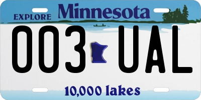 MN license plate 003UAL