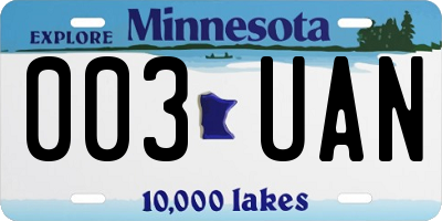 MN license plate 003UAN