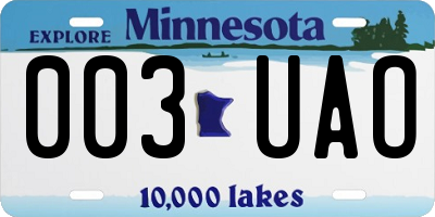 MN license plate 003UAO