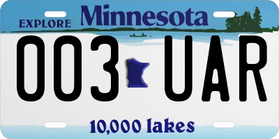 MN license plate 003UAR