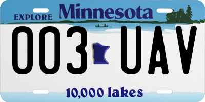 MN license plate 003UAV