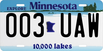 MN license plate 003UAW