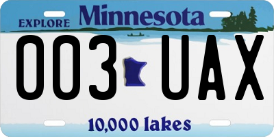 MN license plate 003UAX