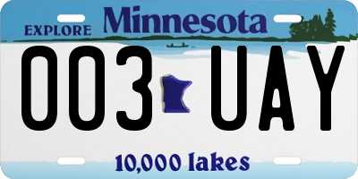 MN license plate 003UAY