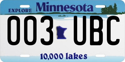 MN license plate 003UBC