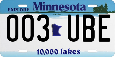 MN license plate 003UBE