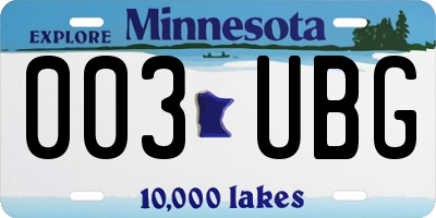 MN license plate 003UBG