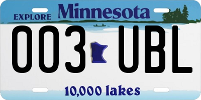 MN license plate 003UBL