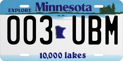 MN license plate 003UBM