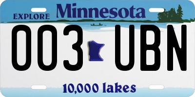 MN license plate 003UBN