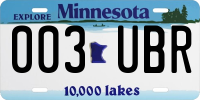 MN license plate 003UBR