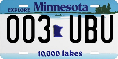 MN license plate 003UBU