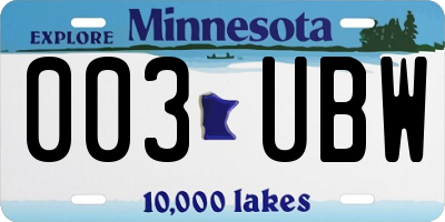 MN license plate 003UBW