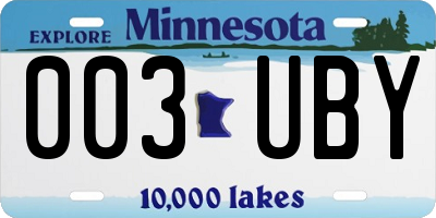 MN license plate 003UBY