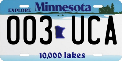 MN license plate 003UCA