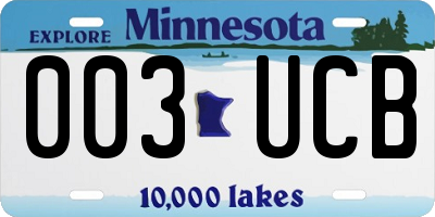 MN license plate 003UCB