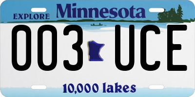 MN license plate 003UCE