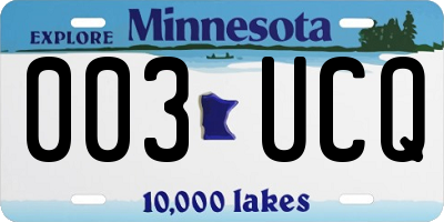 MN license plate 003UCQ