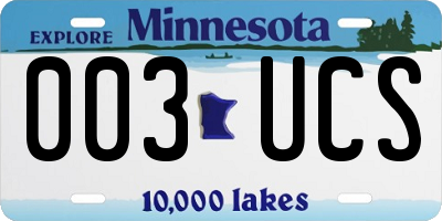 MN license plate 003UCS