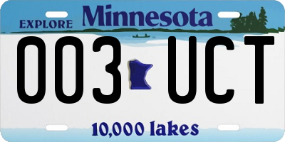 MN license plate 003UCT
