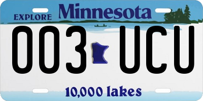 MN license plate 003UCU