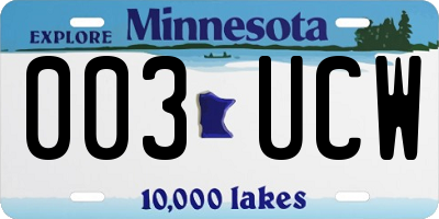 MN license plate 003UCW