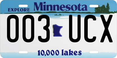 MN license plate 003UCX