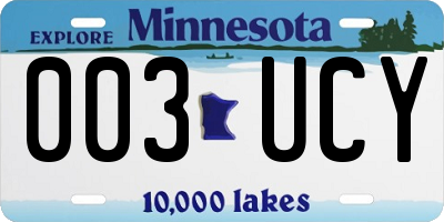MN license plate 003UCY