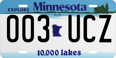 MN license plate 003UCZ