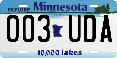 MN license plate 003UDA