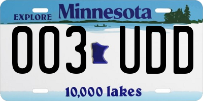 MN license plate 003UDD
