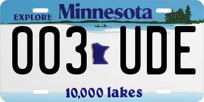 MN license plate 003UDE
