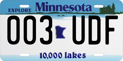 MN license plate 003UDF