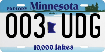 MN license plate 003UDG