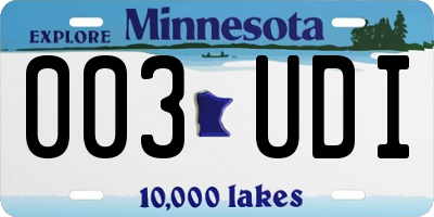 MN license plate 003UDI