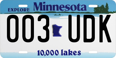 MN license plate 003UDK