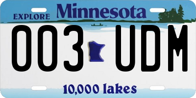 MN license plate 003UDM