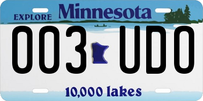 MN license plate 003UDO