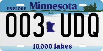 MN license plate 003UDQ