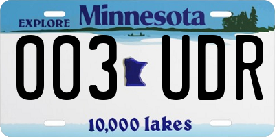 MN license plate 003UDR