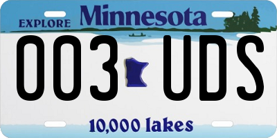 MN license plate 003UDS