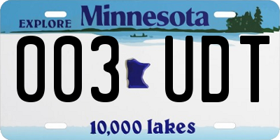 MN license plate 003UDT