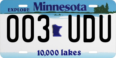 MN license plate 003UDU