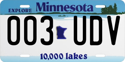 MN license plate 003UDV