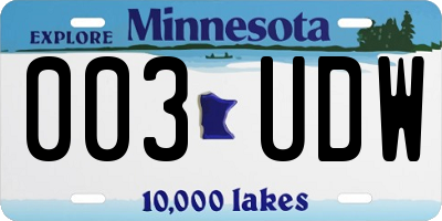 MN license plate 003UDW