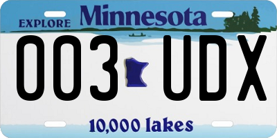 MN license plate 003UDX