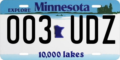 MN license plate 003UDZ