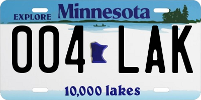 MN license plate 004LAK