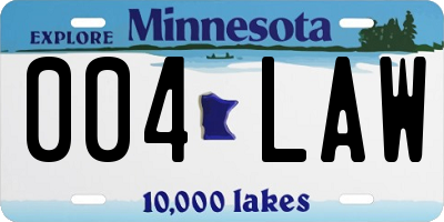 MN license plate 004LAW