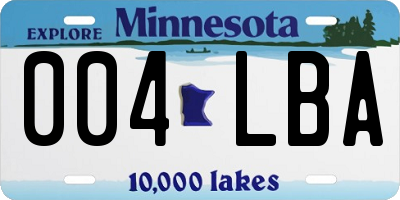 MN license plate 004LBA